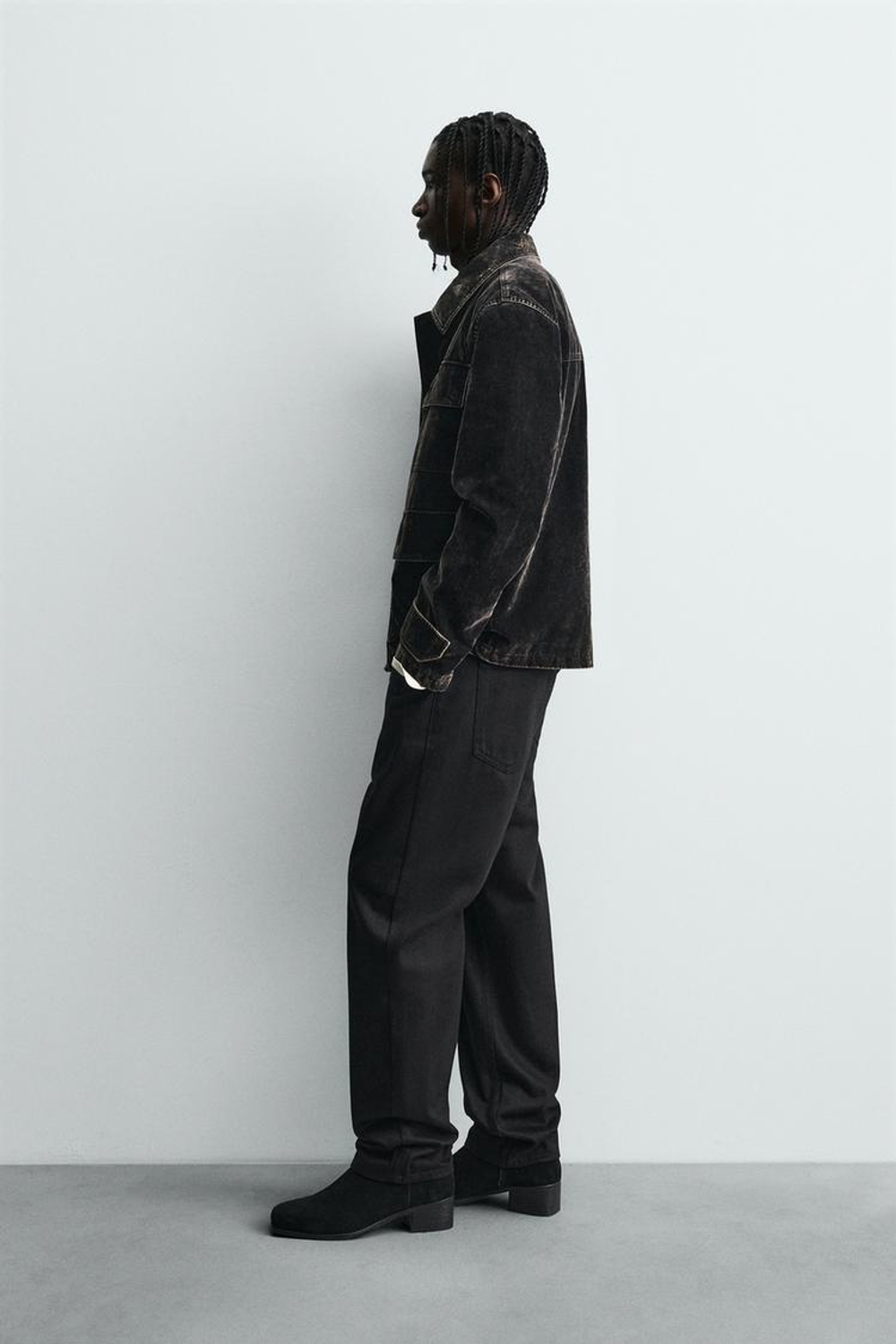 ZARA ФЛОКИРОВАННАЯ БАРХАТНАЯ КУРТКА, КОРИЧНЕВЫЙ