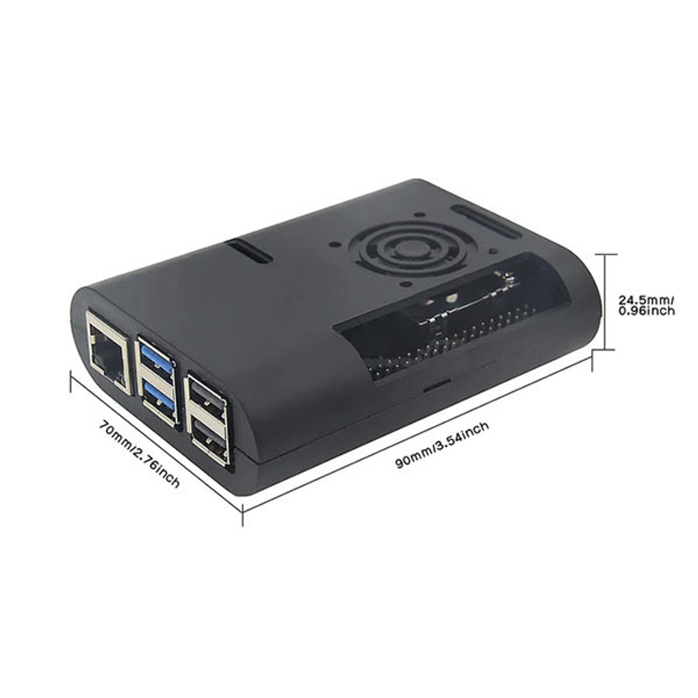 Черный овальный корпус для Raspberry Pi 5 с возможностью размещения вентилятора