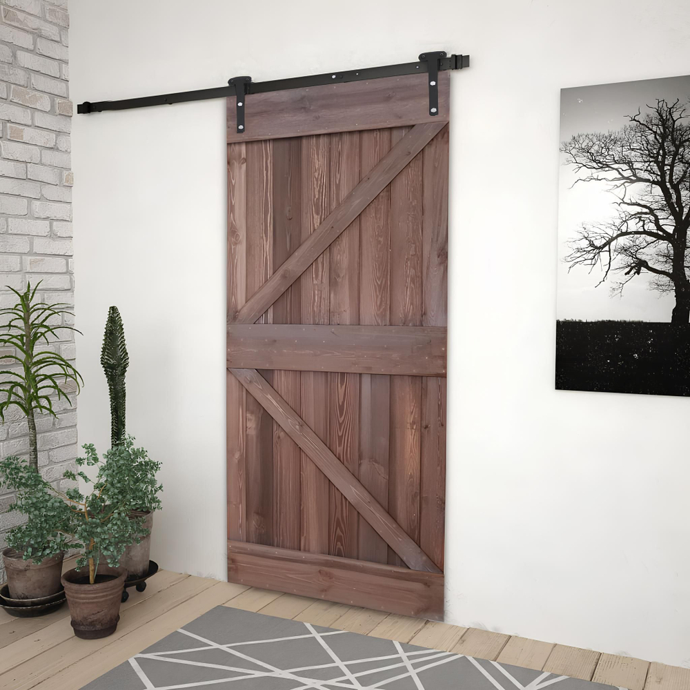 Дверь межкомнатная раздвижная 100х210 см Дези из массива сосны в стиле лофт, амбарная дверь купе для дома и бани, браун