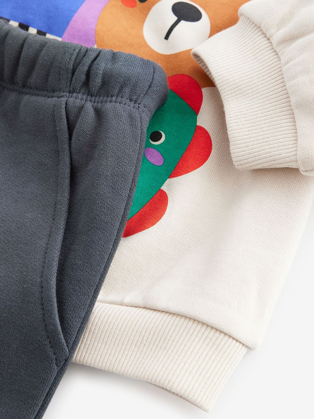 Толстовка и джоггеры в комплекте для мальчика Next B12-013, Бежевый, Темно-серый