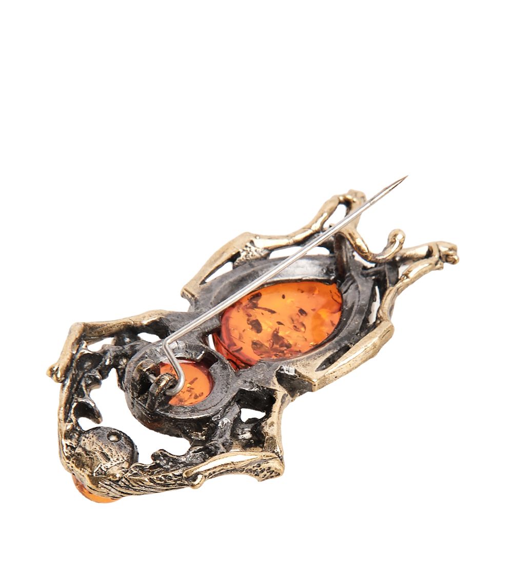 AM-1839 Брошь «Жук-олень» (латунь, янтарь)