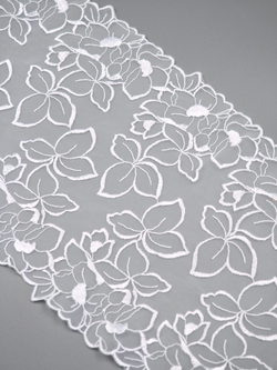 Вышивка на сетке жемчужно-белая эластичная ширина 18,5 см ОТРЕЗЫ