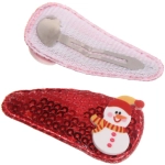 Зажимы для волос 2шт «Новогодние друзья- Снеговик», микс 2 цвета (красный, белый),5,4*2,5 см
