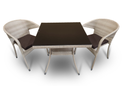 Обеденная группа комплект мебели стол Вайнхейвен 70х70 + 2 кресла Греция из полиротанга Wood