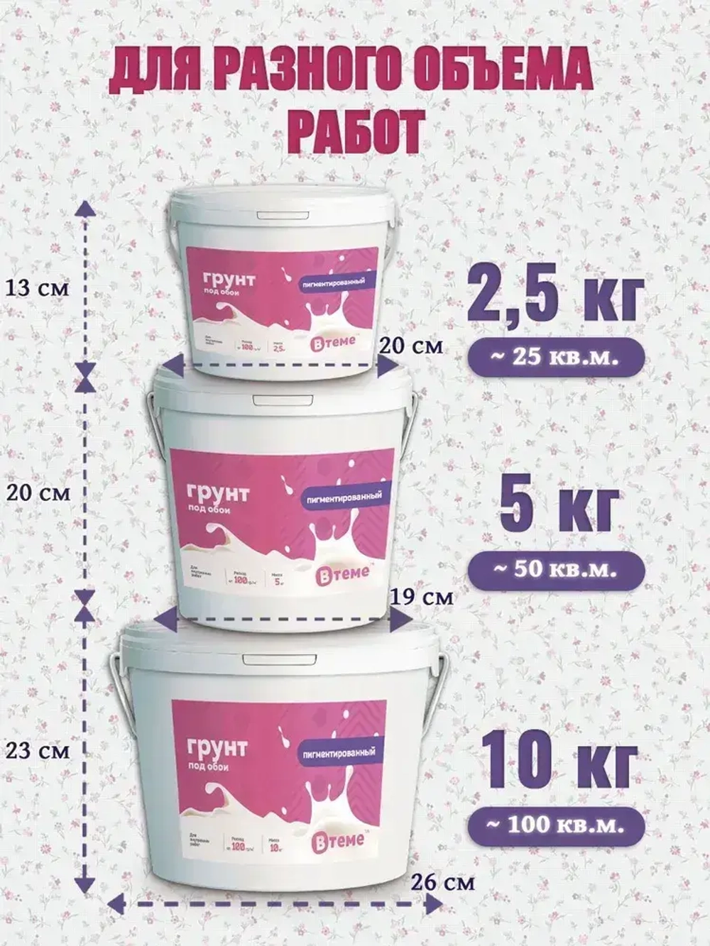 Грунтовка для стен под обои акриловая ВТеме пигментированная укрывающая белая адгезионная 10кг