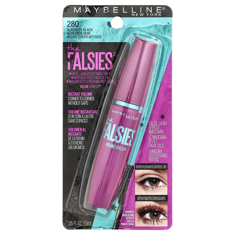 Maybelline, The Falsies™, тушь с эффектом накладных ресниц, оттенок 280 черный, 7,5 мл (0,25 жидк. унции)