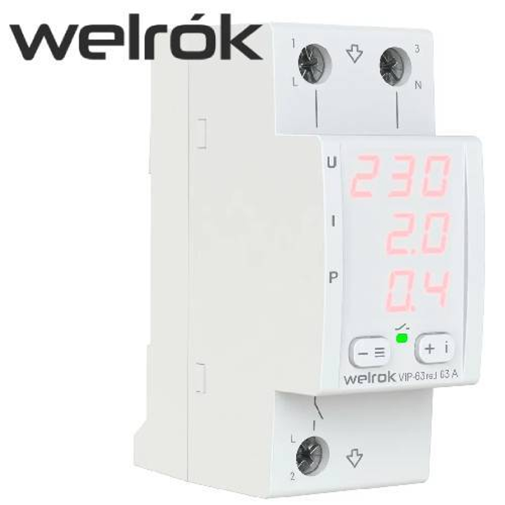 Реле напряжения, тока и мощности (WELROK) VIP-63 red