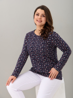 Лонгслив ЛНкл-081/синий-краснаяветочка