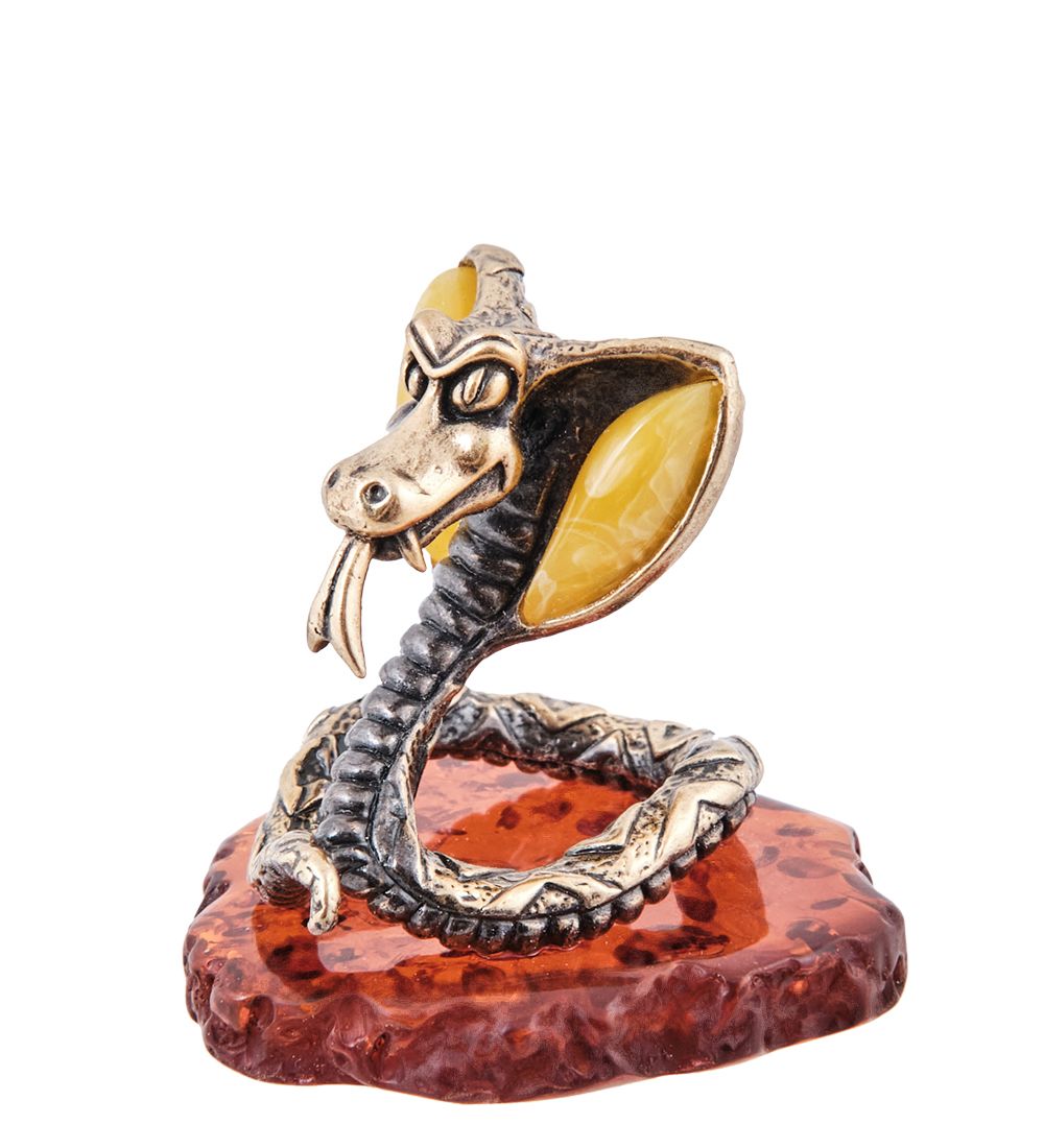 Народные промыслы AM-3979 Фигурка «Змея Джафар» (латунь, янтарь)