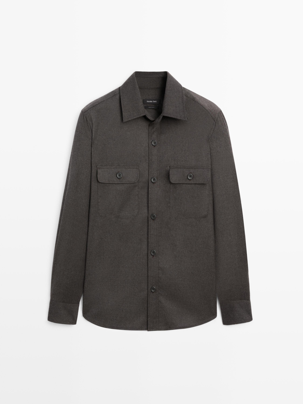 Massimo Dutti Двухслойная куртка-рубашка классического кроя из 100% шерсти, норка