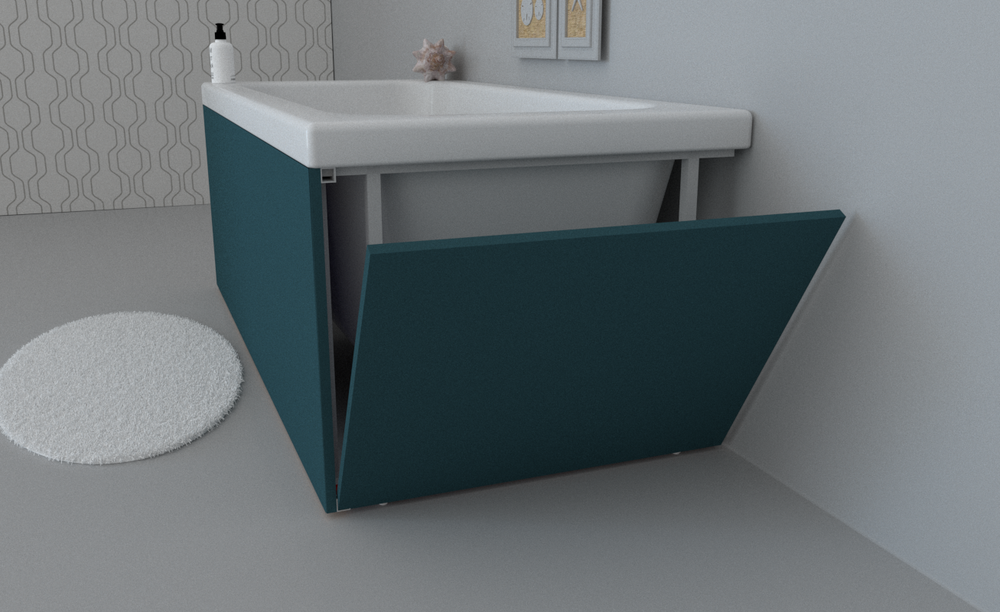 Экран для ванны торцевой откидной правый TE-2R-229 аквамарин матовый soft touch