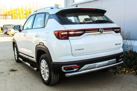 Защита заднего бампера (нержавейка) Changan CS35Plus (2018-2023) d57 (черный)