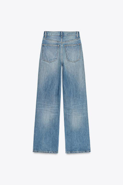 ZARA ДЖИНСЫ TRF WIDE-LEG FULL LENGTH С ВЫСОКОЙ ПОСАДКОЙ, СИНИЙ