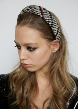 Твидовый ободок серый с цветными нитями