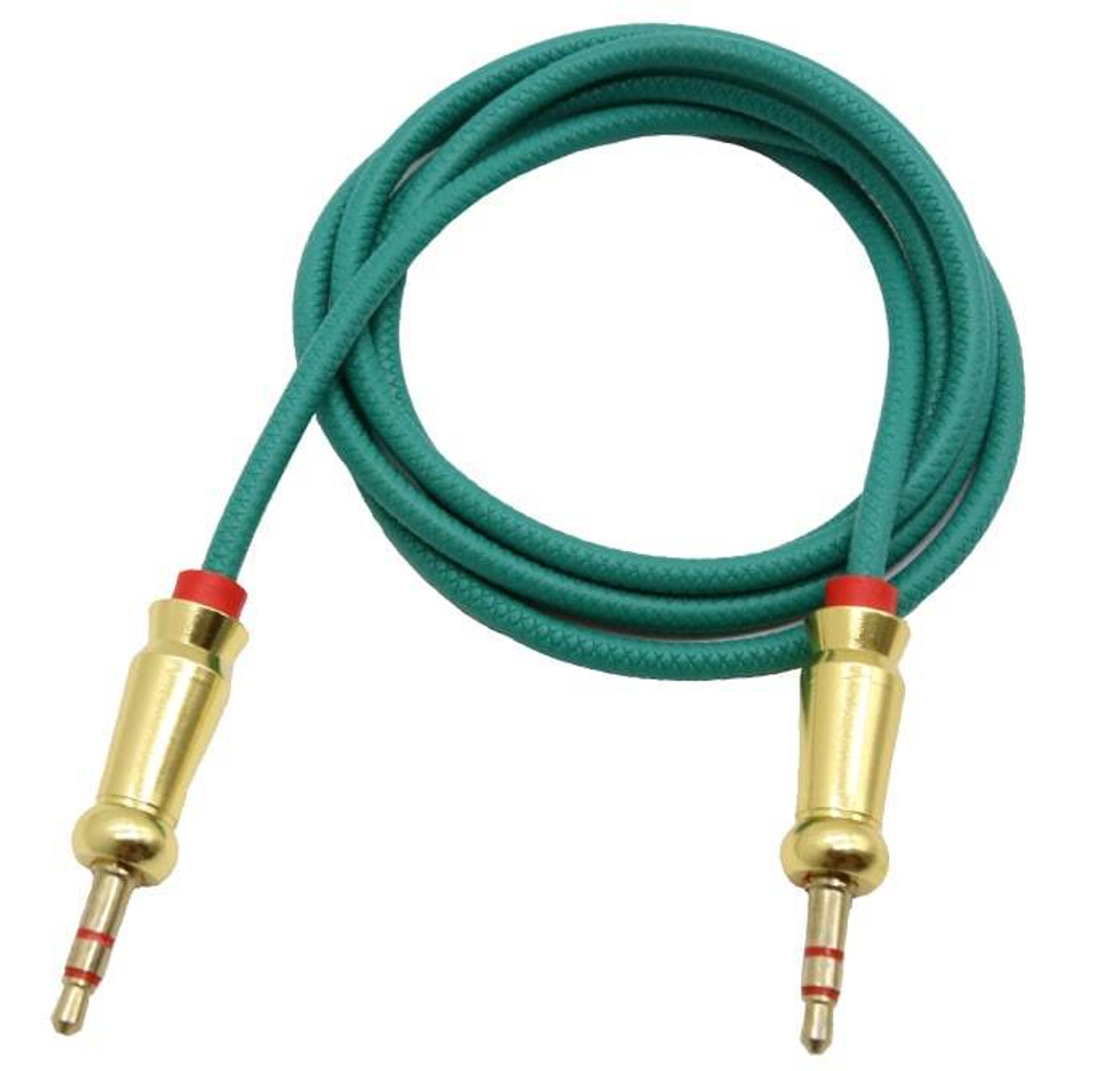 Кабель AUX JD-389 кожаный металл (зеленый) 1м