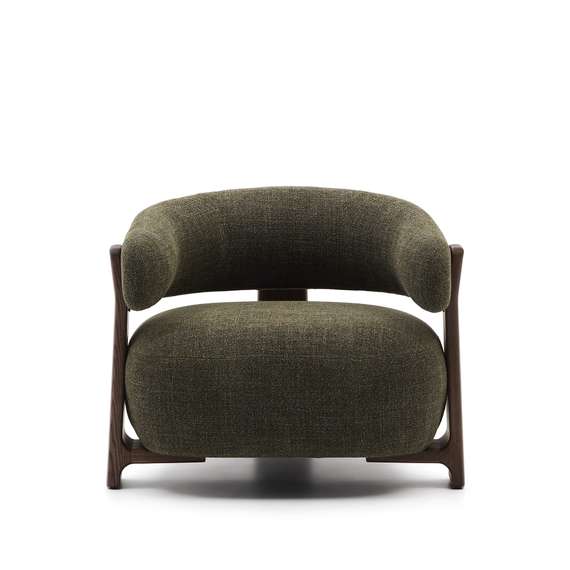 Кресло Granite на 3 ножках, зеленый шенилл, массив ясеня в отделке орех