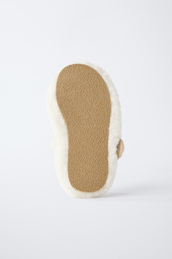 ZARA БАЛЕТКИ С ОТДЕЛКОЙ ИЗ ОВЧИНЫ, ЭКРЮ