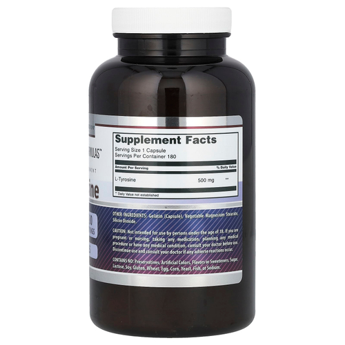 Amazing Nutrition, Amazing Fomulas, L-тирозин, 500 мг, 180 капсул