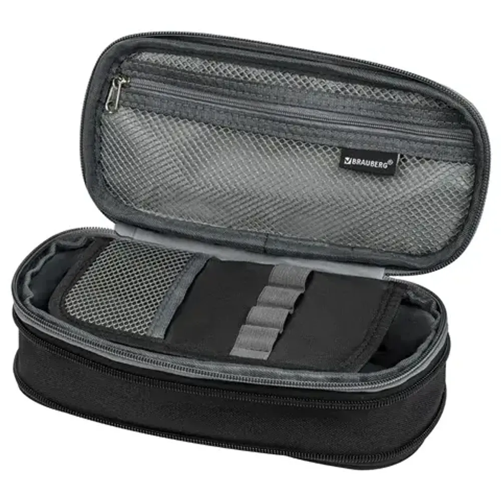 Пенал мягкий 1 отделение 220*100*30 Brauberg Charcoal gray, ткань