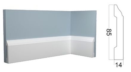 Плинтус Контур под покраску, 85x14 мм
