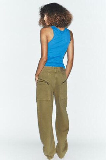 ZARA ДЖИНСЫ Z1975 КАРГО СО СРЕДНЕЙ ПОСАДКОЙ И МОЛНИЯМИ, ХАКИ
