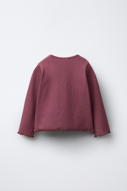 ZARA ФУТБОЛКА В РУБЧИК С СЕРДЦЕМ, КОРИЧНЕВЫЙ