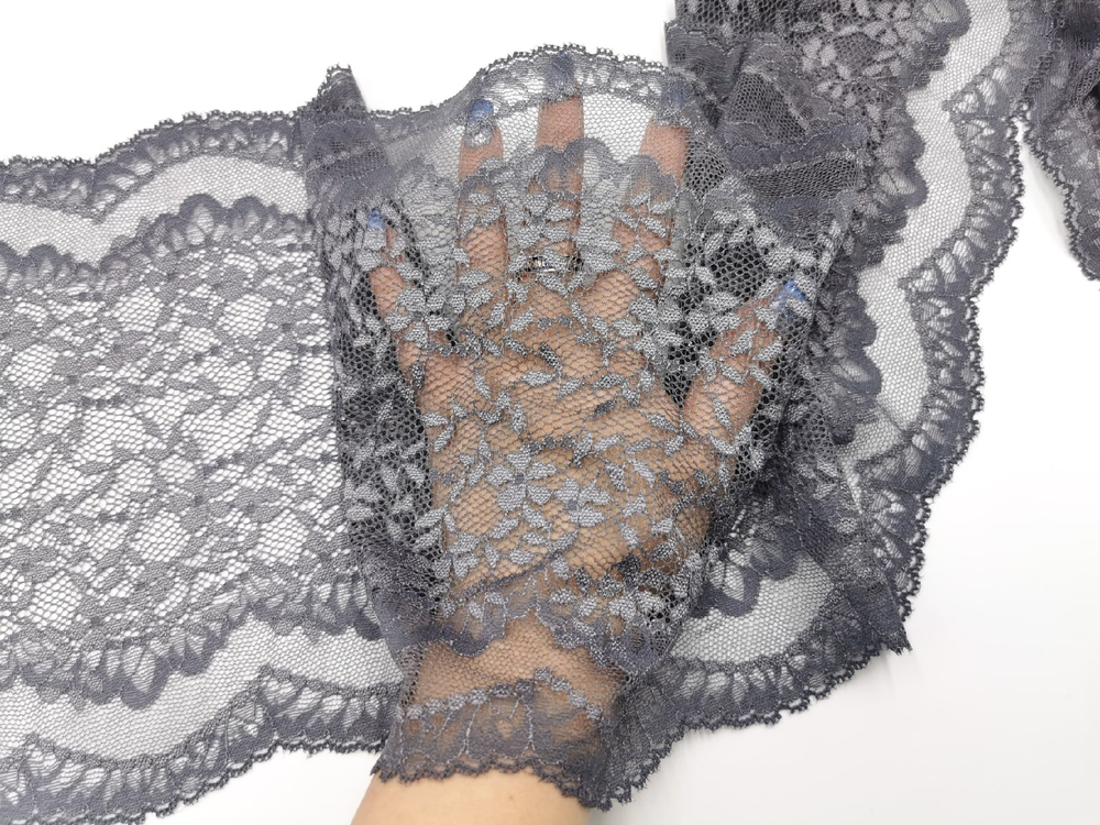 Эластичное кружево, 24см, темно-серое (Арт: EK-2758), м