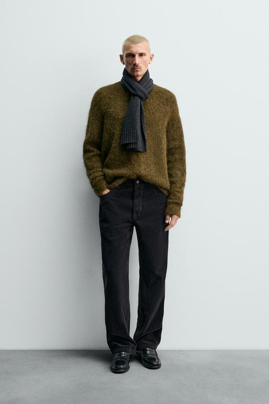 ZARA ВЕЛЬВЕТОВЫЕ БРЮКИ REGULAR FIT, МОРСКОЙ ТЕМНО-СИНИЙ