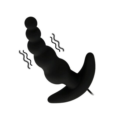 Анальный стимулятор Beads Style с вибрацией (10 режимов) (Цвет: черный)