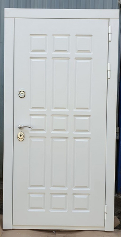 Входная металлическая белая дверь с зеркалом RеX (РЕКС) 8 Силк сноу / СБ-16 Ясень белый 20мм