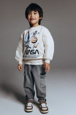 H&M Толстовка с принтом, кремовый