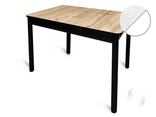 Стол Лидер (опоры черный/пластик каспий белый; кромка белый)