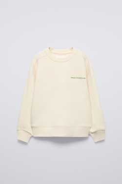 ZARA КОМПЛЕКТ ИЗ ДЖОГГЕРОВ И ТОЛСТОВКИ С НАДПИСЬЮ, ЭКРЮ