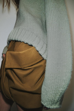 ZARA ТРИКОТАЖНЫЙ СВИТЕР С АСИММЕТРИЧНЫМ НИЗОМ, ЦВЕТ МОРСКОЙ ВОЛНЫ