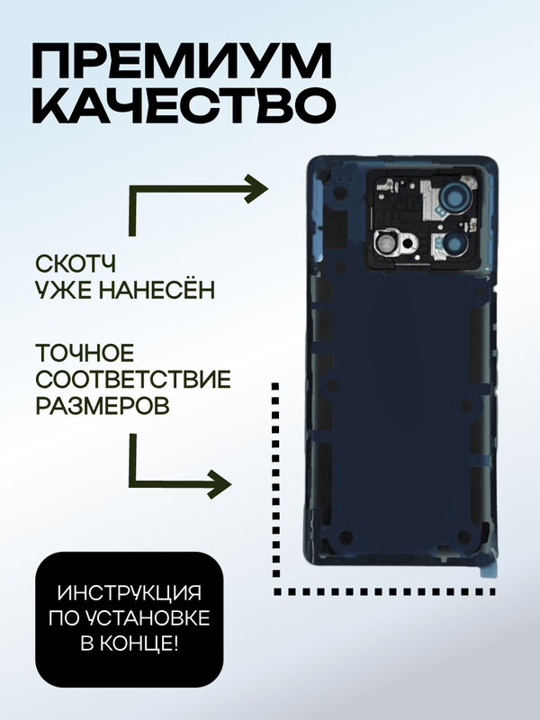 Задняя крышка для Iqoo Neo 8 черная (Black) со стеклом камеры