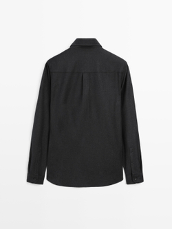 Massimo Dutti Куртка-рубашка из 100% шерстяной фланели, маренго