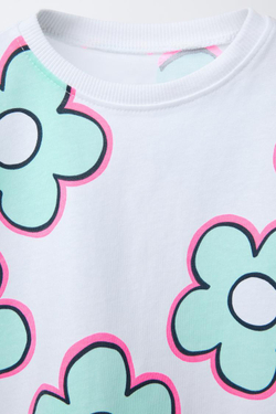 ZARA ФУТБОЛКА С ПРИНТОМ, БЕЛЫЙ