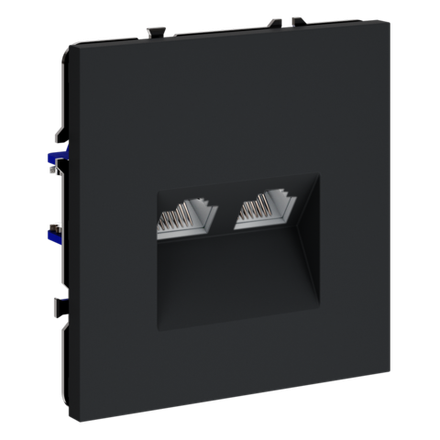 Розетка компьютерная встраиваемая VOLTUM S70 двойная RJ45+RJ45 кат.6, (графит)