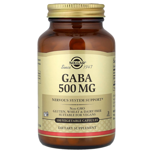 Solgar, GABA, 500 мг, 100 капсул на растительной основе