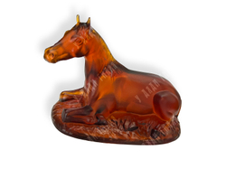 [Коллекционная скульптура в стиле ар-деко] «Лошадь». Hoffmann (Хоффман), Богемия. Сатинир. стекло.
