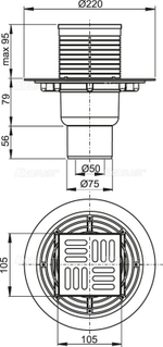 Сливной трап AlcaPlast APV201 105 x 105/50