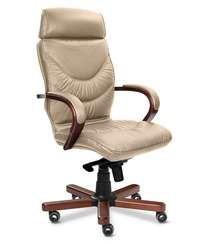Кресло для руководителя Leeds Wood A кожа бежевая