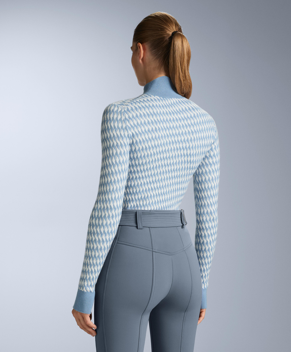 Oysho Бесшовная термофутболка базового слоя из жаккардового трикотажа, голубой