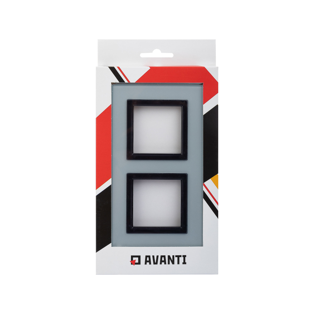 Рамка из натурального стекла, "Avanti", светло-серая, 2 поста (4 мод.)