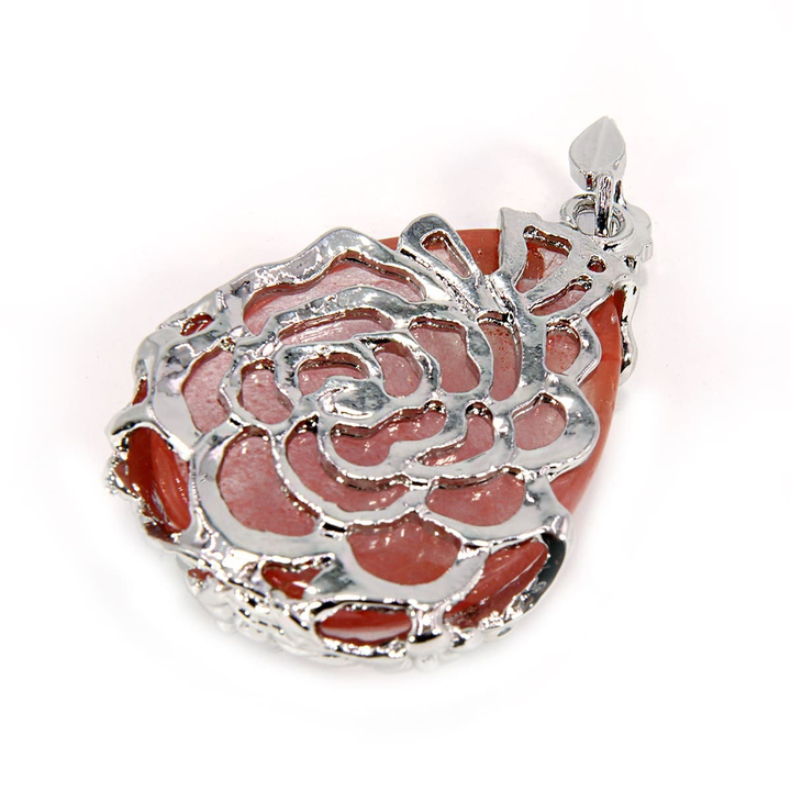 Подвеска-кулон Розовый Халцедон форма капля в метал. оправе цвет серебристый 4 см