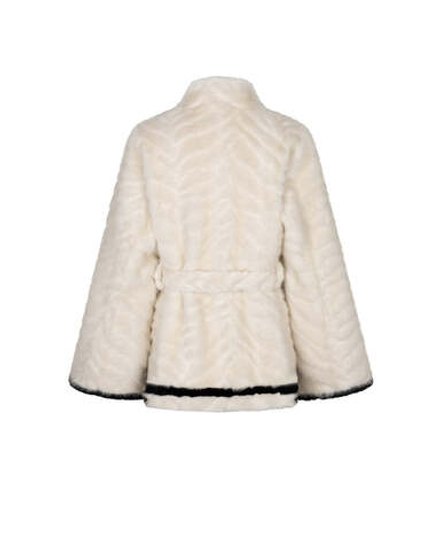 CARELLI ШУБА ИЗ ИСКУССТВЕННОГО МЕХА С ПОЯСОМ, КРЕМОВЫЙ