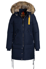 Пальто жен Parajumpers LONG BEAR 562 синее, капюшон енот