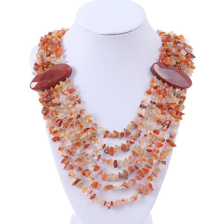 Бусы 6 рядов через овал Сердолик, 55 см