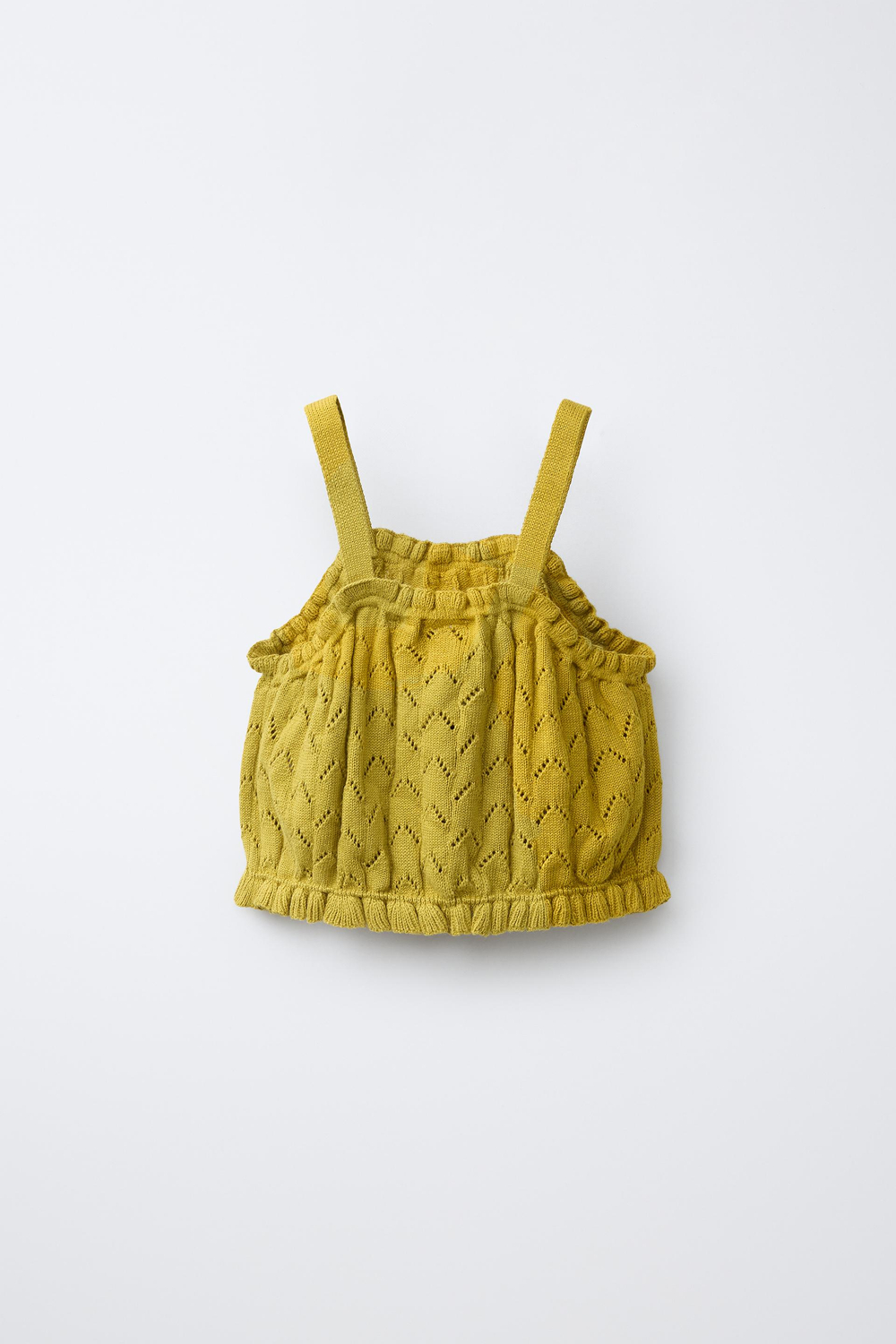 ZARA ТРИКОТАЖНЫЙ ТОП С ВЫШИВКОЙ ИЗ ХЛОПКА И ЛЬНА, ЦВЕТ ОЛИВКОВОГО МАСЛА