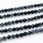 Обсидиан "Снежный граненый", размер около 4,2-4,5 мм, цена за 44-45 шт (1/2 нити)